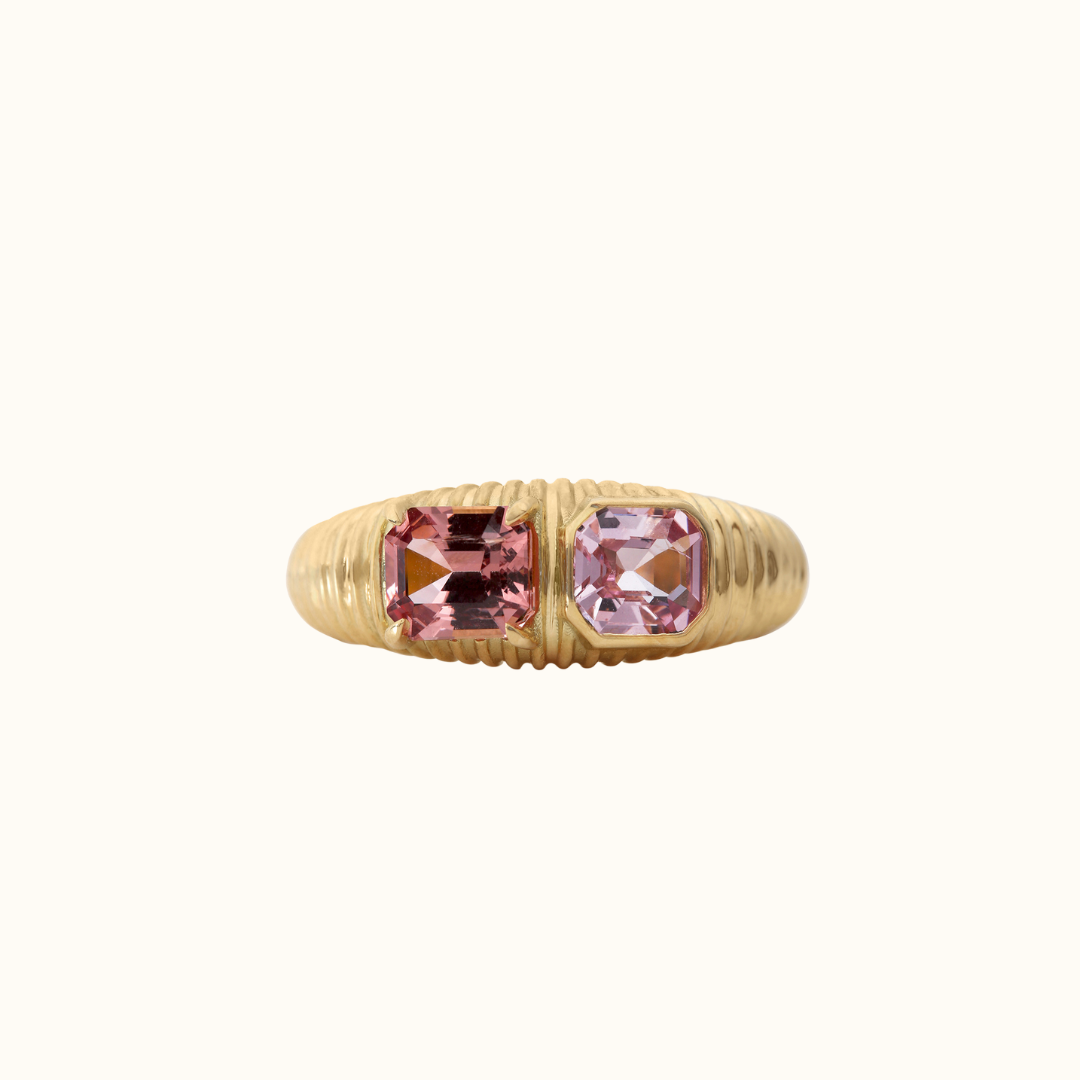 ribbed toi et moi dome ring