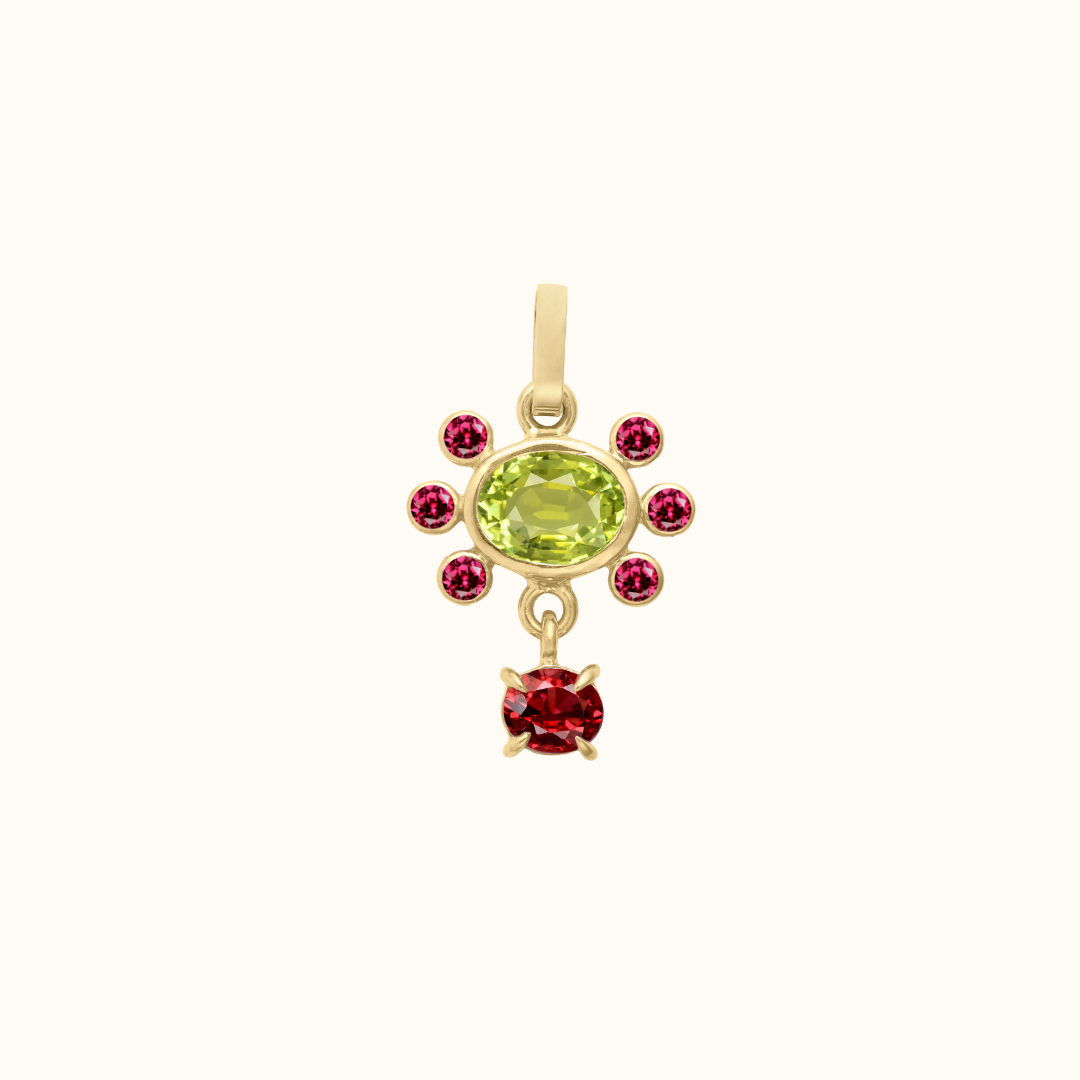 gemstone charm in strawberry matcha