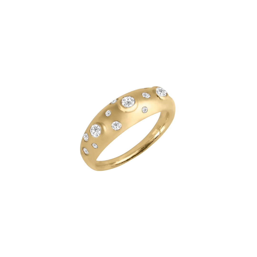 scattered diamond dome ring