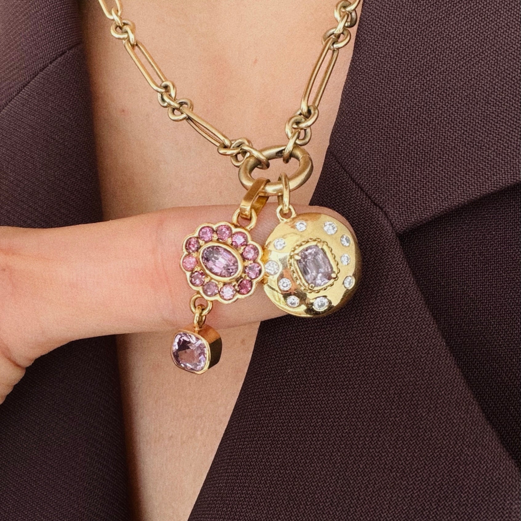 gemstone charm in raspberry jelly