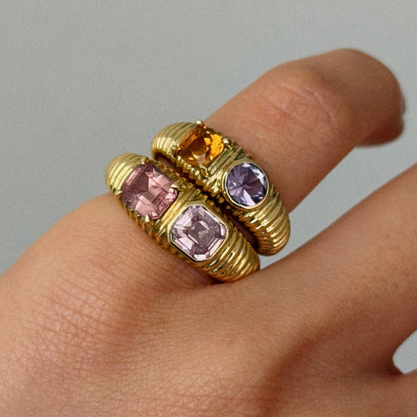 ribbed toi et moi dome ring