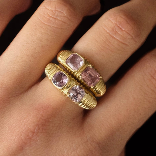 ribbed toi et moi dome ring