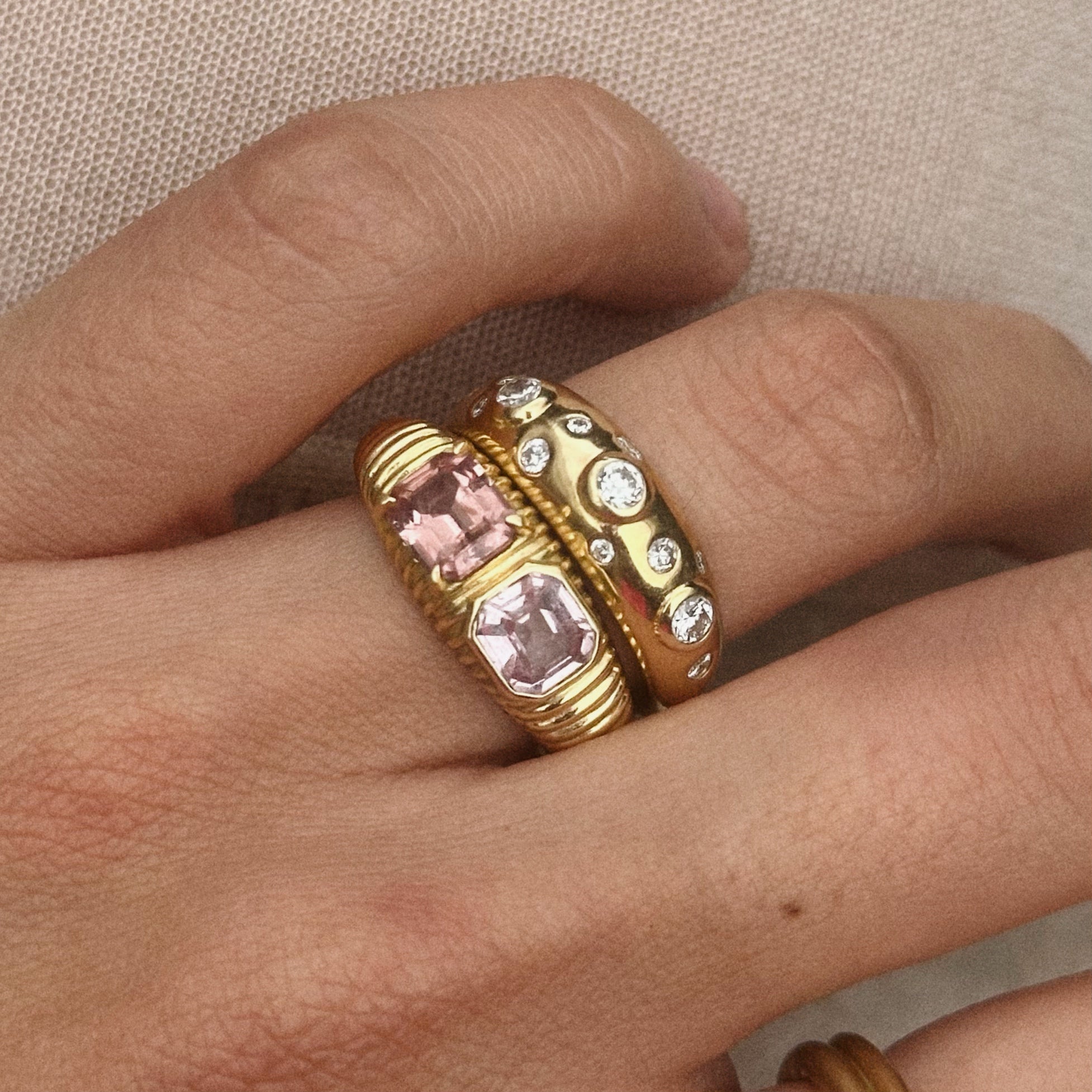 scattered diamond dome ring