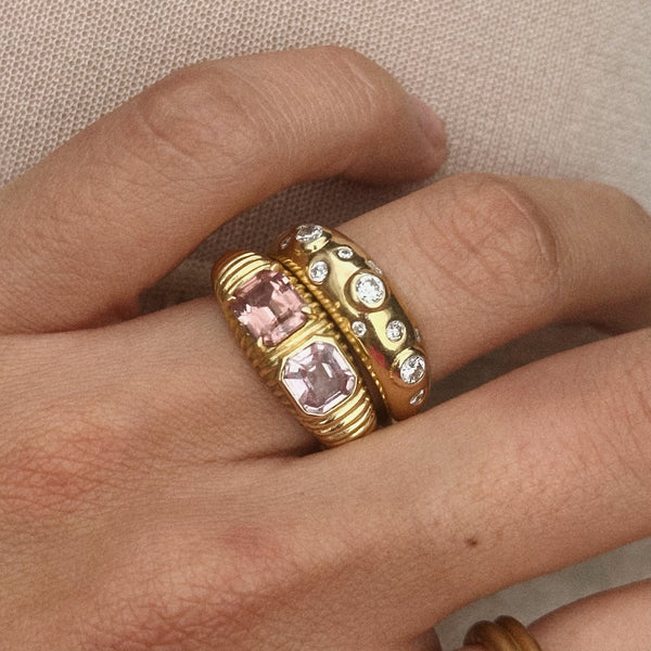 scattered diamond dome ring