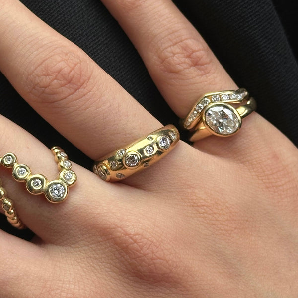 scattered diamond dome ring