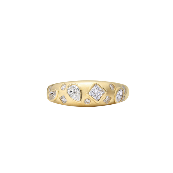 scattered multi-cut diamond dome ring