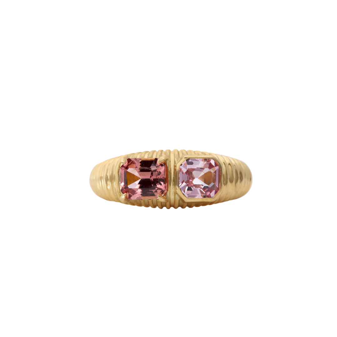 ribbed toi et moi dome ring