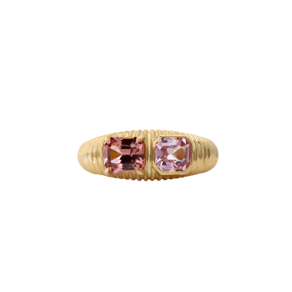ribbed toi et moi dome ring